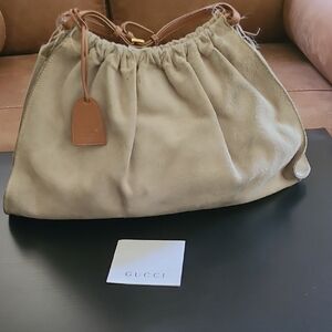 Gucci Beige Suede Hobo Bag